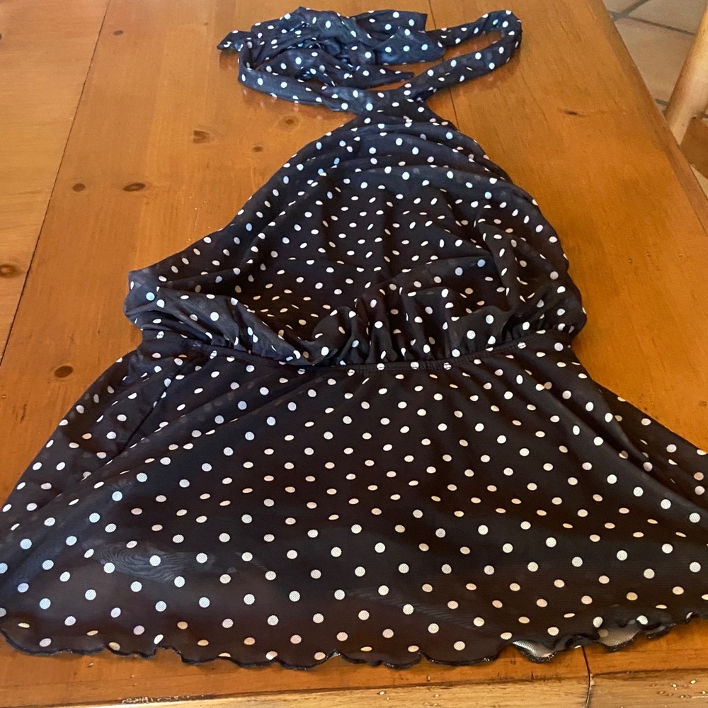 Black and White Polka Dot Halter Dress